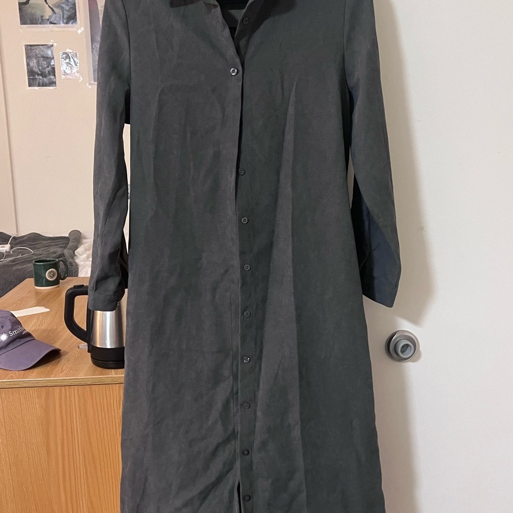 Black Buttoned Knee-Length Coat